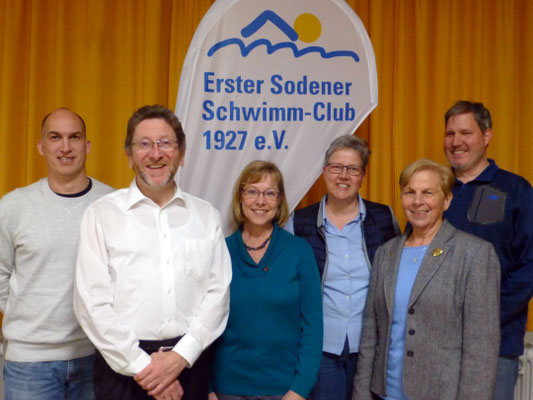 2016 JHV Vorstand - Frank Bender, Christoph Zöller, Renate Kubicek, Barbara Schmunk, Christa Bender, Dirk Müller (von li.)